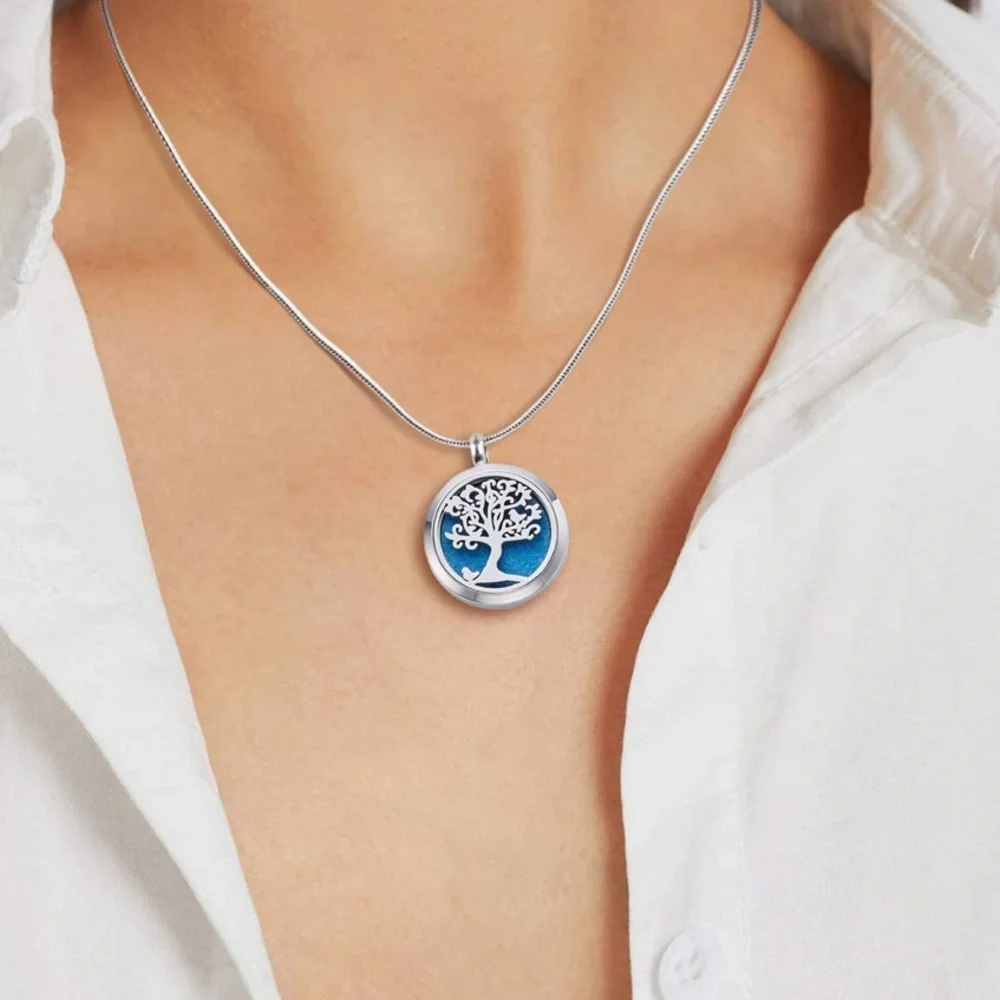 *NEW*‎ FAURORA OIL DIFFUSER NECKLACE SET SILVER